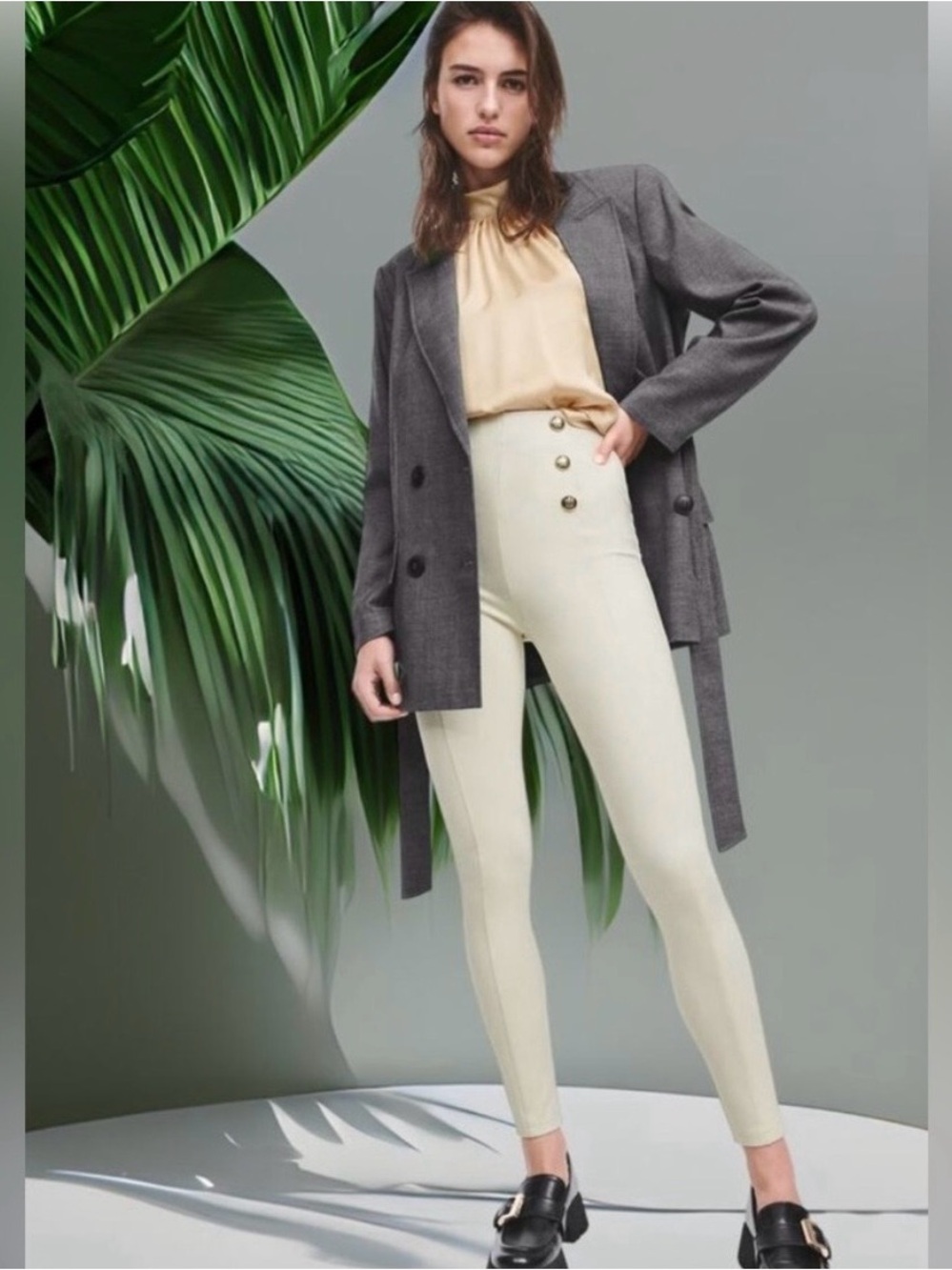 Zara Button Leggings in Cream